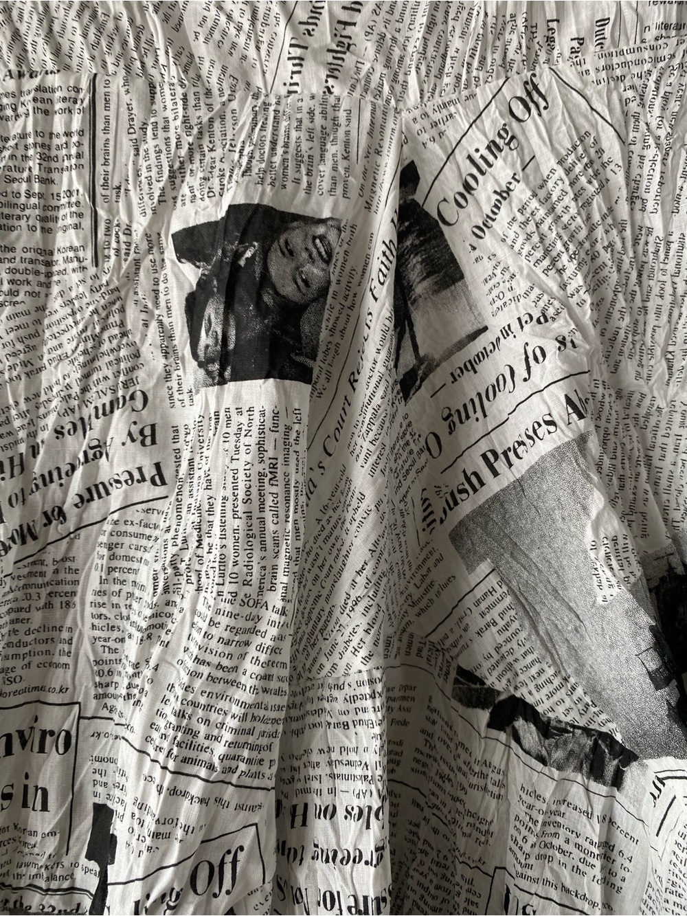 NWOT Ki Meng Newspaper Print Drop Crotch Harem Pants S Y2K Lagenlook - Picture 7 of 13